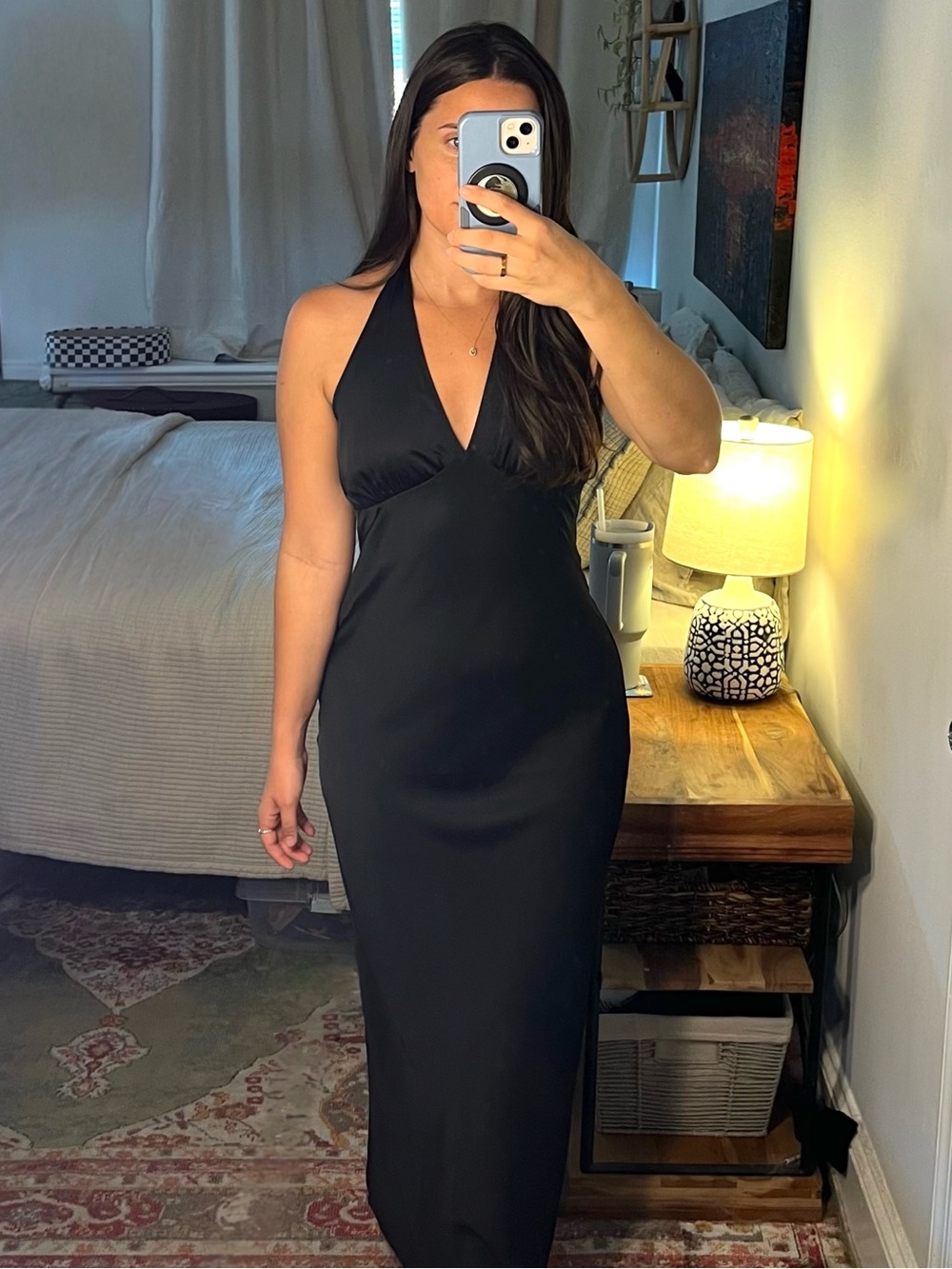 Abercrombie & Fitch Black Halter V‑Neck Maxi Dress